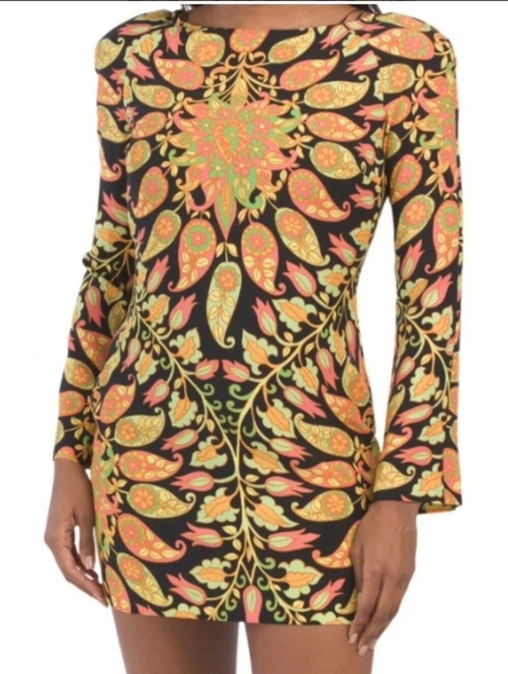 Zara Multicolor Retro Paisley Printed Open Back Mini Dress. Xs